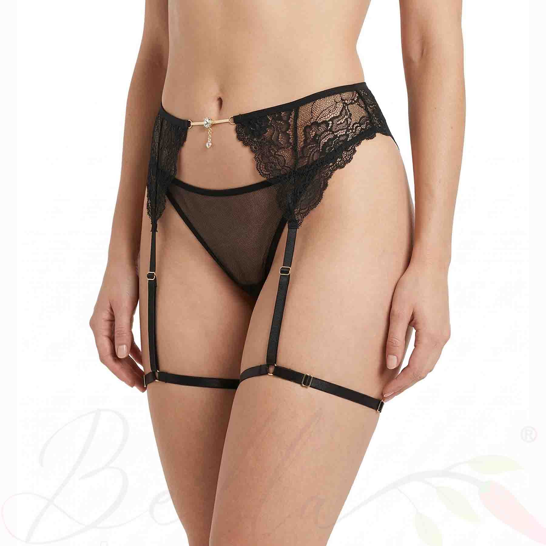 Cinta Liga Sedução em Renda e Elástico com Detalhe Bijou – Ref. 3016
